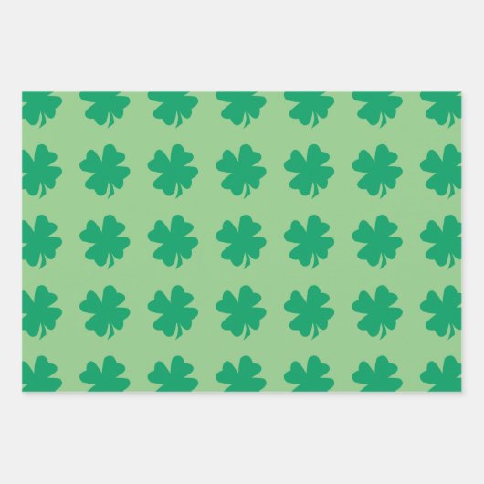 Groene Shamrock Bladpatroon St Patrick's Day 2024 Inpakpapier Vel (Voorkant)
