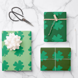 Groene Shamrock Bladpatroon St Patrick's Day 2024 Inpakpapier Vel