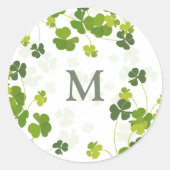 Groene Shamrock-boeketmonogram St. Patrick's Ronde Sticker (Voorkant)