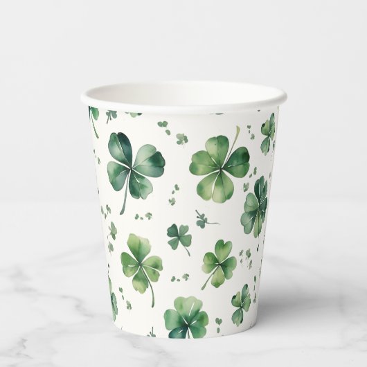 Groene Shamrock Bruidsbruiloft  Papieren Bekers (Achterkant)