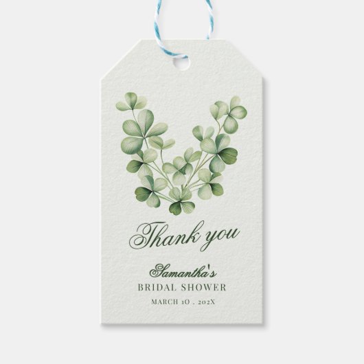 Groene Shamrock Bruidsfeest Dank Je Wel Cadeaulabel (Voorkant)