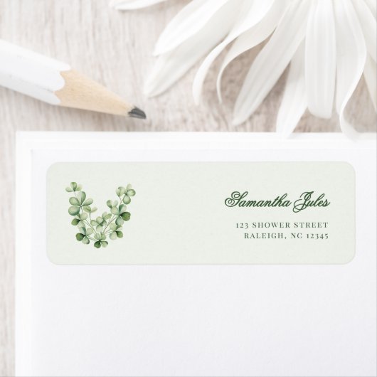 Groene Shamrock Bruiloftsshower Retouradres Etiket (Insitu)