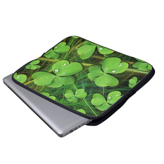 Groene Shamrock Clover St Patrick's Day Laptop Sle Laptop Sleeve (Voorkant onderkant)