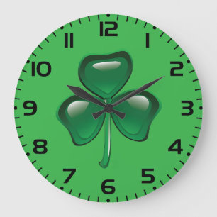 Groene Shamrock Driebladige Klaver Grote Klok