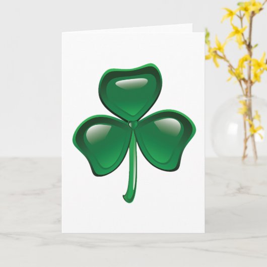 Groene Shamrock Driebladige Klaver Kaart (Gele Bloem)