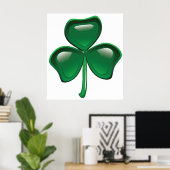 Groene Shamrock Driebladige Klaver Poster (Thuiskantoor)
