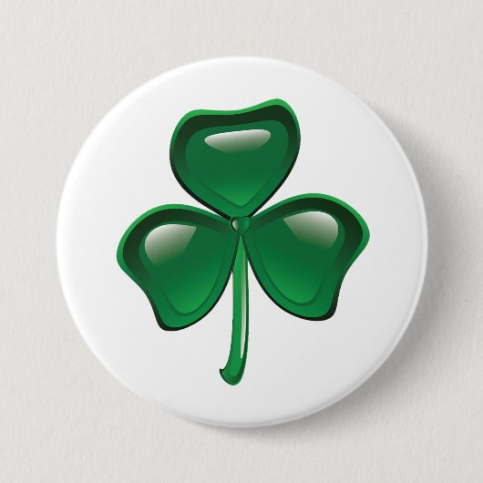 Groene Shamrock Driebladige Klaver Ronde Button 7,6 Cm (Voorkant)