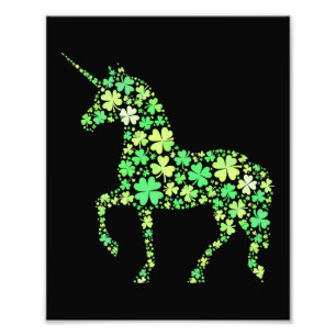 Groene Shamrock Eenhoorn Schattig Geluk Magisch On Foto Afdruk