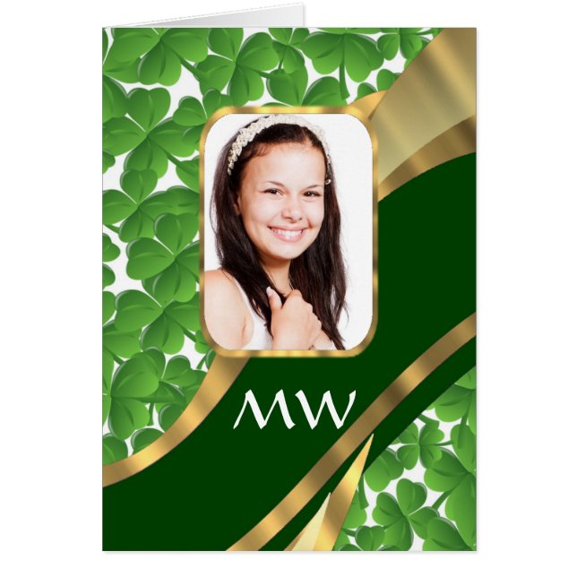 Groene shamrock foto achtergrond (Voorkant)