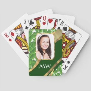 Groene shamrock foto achtergrond pokerkaarten