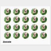 Groene shamrock foto achtergrond ronde sticker (Vel)