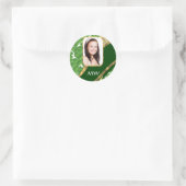 Groene shamrock foto achtergrond ronde sticker (Tas)