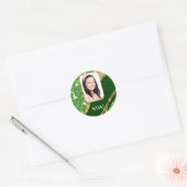 Groene shamrock foto achtergrond ronde sticker (Envelop)