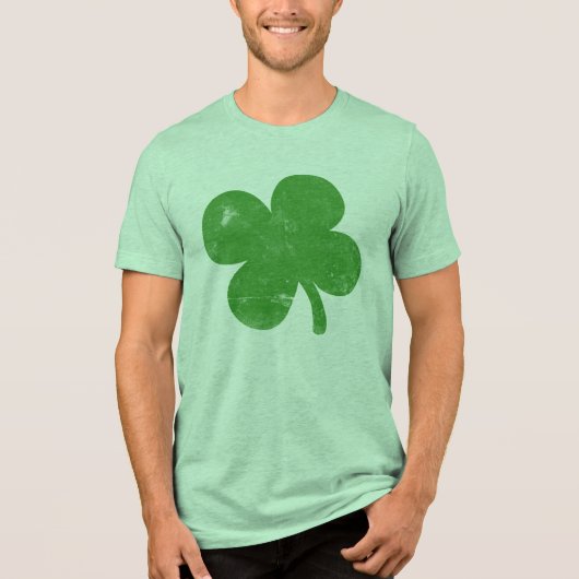  Groene Shamrock Four Leaf Clover Graphic Tri-Blend Shirt (Voorkant)