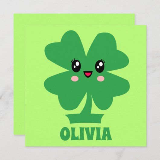 Groene Shamrock - gepersonaliseerde flatkaart (Voorkant / Achterkant)