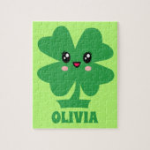 Groene Shamrock - Gepersonaliseerde Kinderen Legpuzzel (Verticaal)