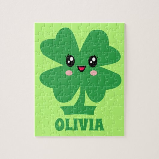 Groene Shamrock - Gepersonaliseerde Kinderen Legpuzzel (Verticaal)