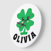 Groene Shamrock - Gepersonaliseerde naam Grote Klok (Hoek)