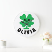 Groene Shamrock - Gepersonaliseerde naam Grote Klok (Huis)