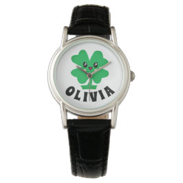 Groene Shamrock - Gepersonaliseerde naam Horloge