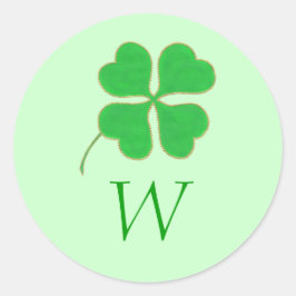 Groene Shamrock Gold Stippen Monogram Weddenschapp Ronde Sticker