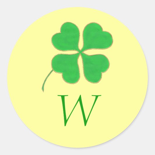 Groene Shamrock Gold Stippen Monogram Weddenschapp Ronde Sticker (Voorkant)