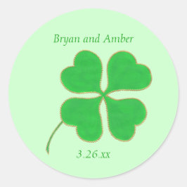 Groene Shamrock Gold-Stippen, sla de datumstickers Ronde Sticker