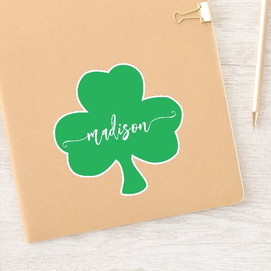 Groene Shamrock Handgeschreven naam Sticker (Notitieboek)