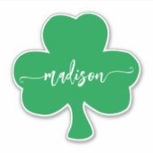 Groene Shamrock Handgeschreven naam Sticker (Voorkant)