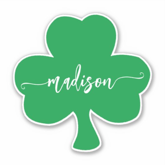 Groene Shamrock Handgeschreven naam Sticker (Voorkant)