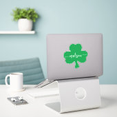 Groene Shamrock Handgeschreven naam Sticker (Laptop op bureau)
