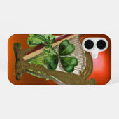 GROENE SHAMROCK HARP oranje iPhone 16 Hoesje (Achterkant horizontaal)