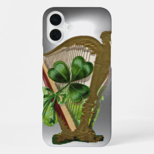 GROENE SHAMROCK HARP wit iPhone 16 Plus Hoesje