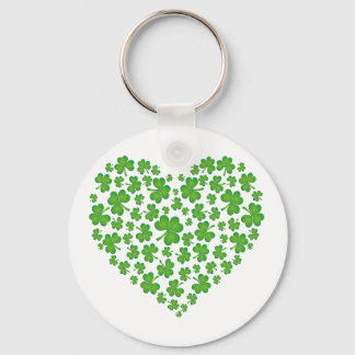 Groene Shamrock Hart Sleutelhanger