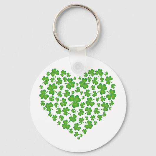 Groene Shamrock Hart Sleutelhanger (Voorkant)