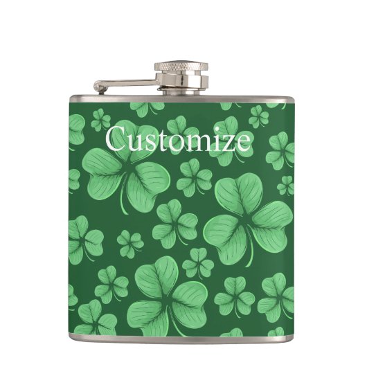 Groene Shamrock hart St Patrick's Day Heupfles (Voorkant)
