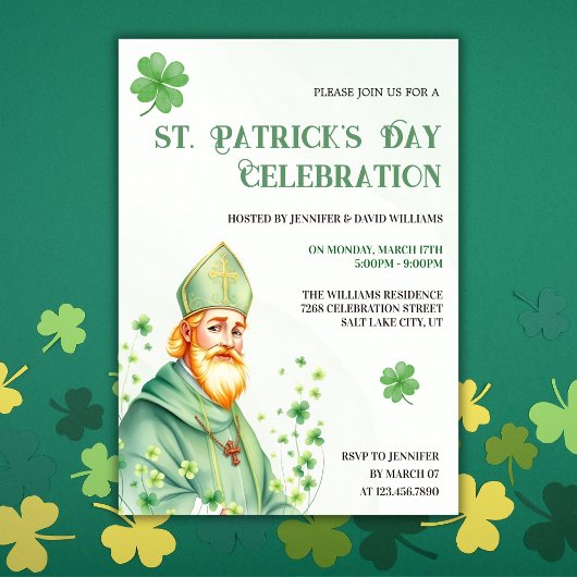 Groene Shamrock & Heilige Religieuze St. Patrick's Kaart