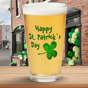 Groene Shamrock Iers Gelukkig St. Patrick`s Day Glas