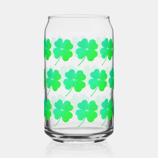 Groene Shamrock Ierse St. Patrick's Dag Drinkset Blikvorm Glas (Voorkant)