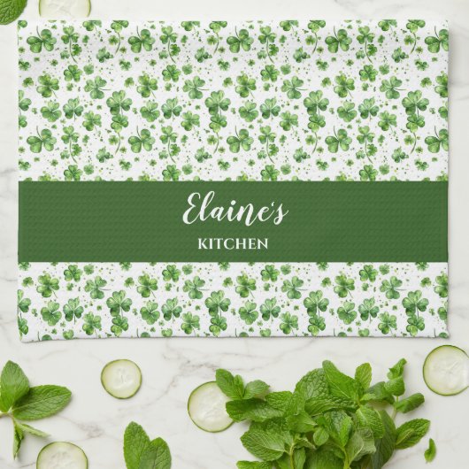 Groene Shamrock Keuken Handdoek Custom Gift Iers (Gevouwen)