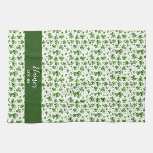 Groene Shamrock Keuken Handdoek Custom Gift Iers (Horizontaal)