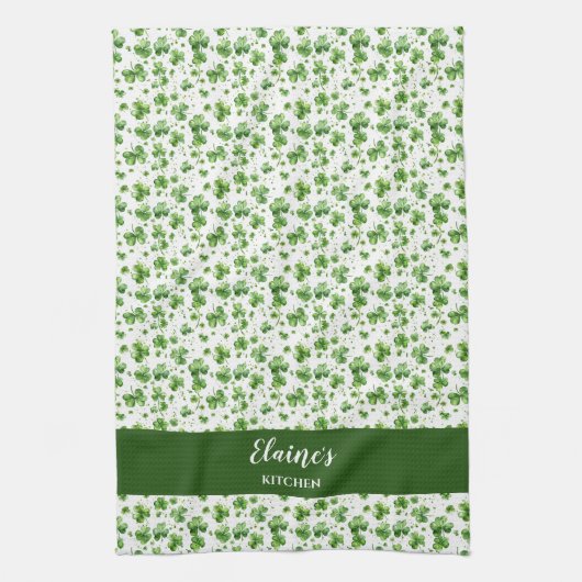 Groene Shamrock Keuken Handdoek Custom Gift Iers (Verticaal)