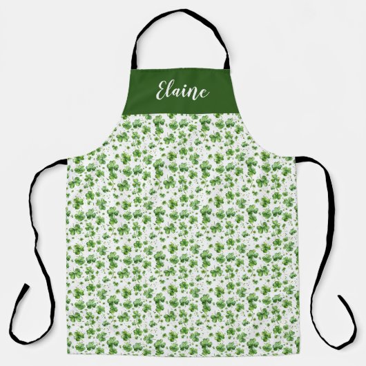 Groene Shamrock Keuken Schort Custom Cadeau Iers (Voorkant)