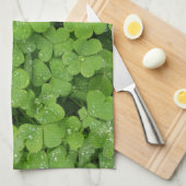 Groene shamrock keukenhanddoek (Quarter Fold)