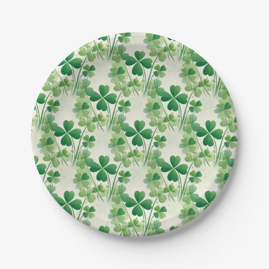 Groene Shamrock klaver patroon St Patrick's Day Papieren Bordje (Voorkant)
