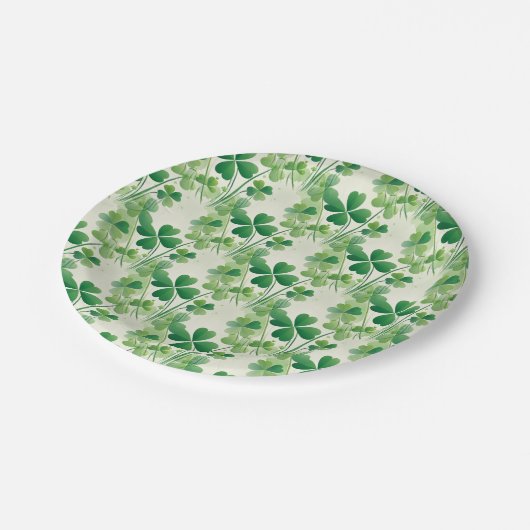 Groene Shamrock klaver patroon St Patrick's Day Papieren Bordje (Gekanteld)
