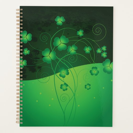 Groene Shamrock Klaver St. Patrick's Dag Geluk Planner (Voorkant)