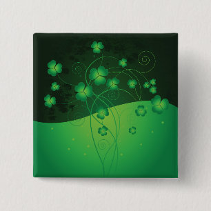 Groene Shamrock Klaver St. Patrick's Day Geluk Vierkante Button 5,1 Cm