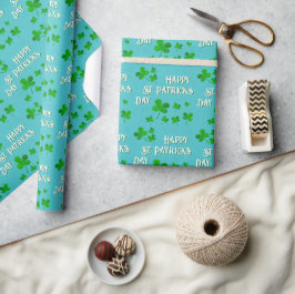 Groene Shamrock-klavers Gelukkige St. Patrick`s Da Cadeaupapier
