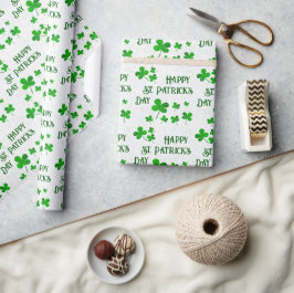 Groene Shamrock-klavers Gelukkige St. Patrick`s Da Cadeaupapier